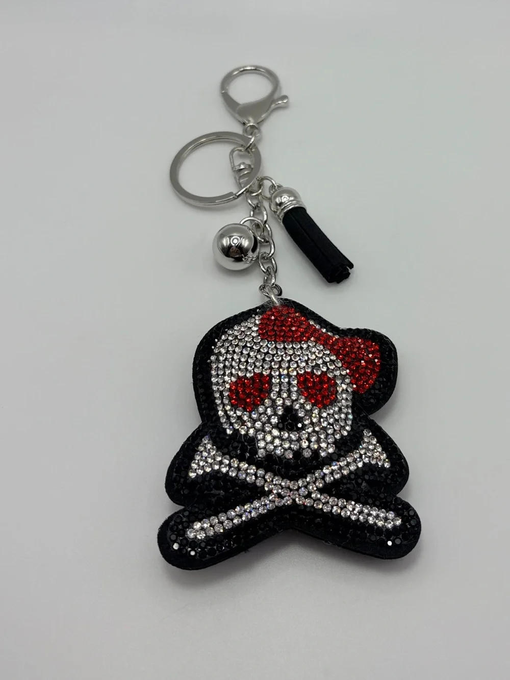 Crystal Skull & Crossbones Keychain Charm